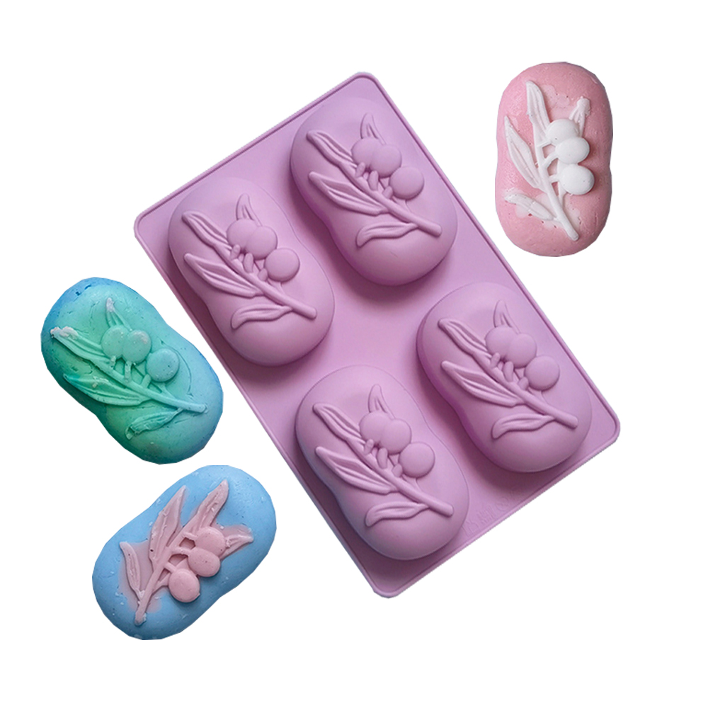 Soap Making Home - 4 Cavities Oval Olive Tree Silicone