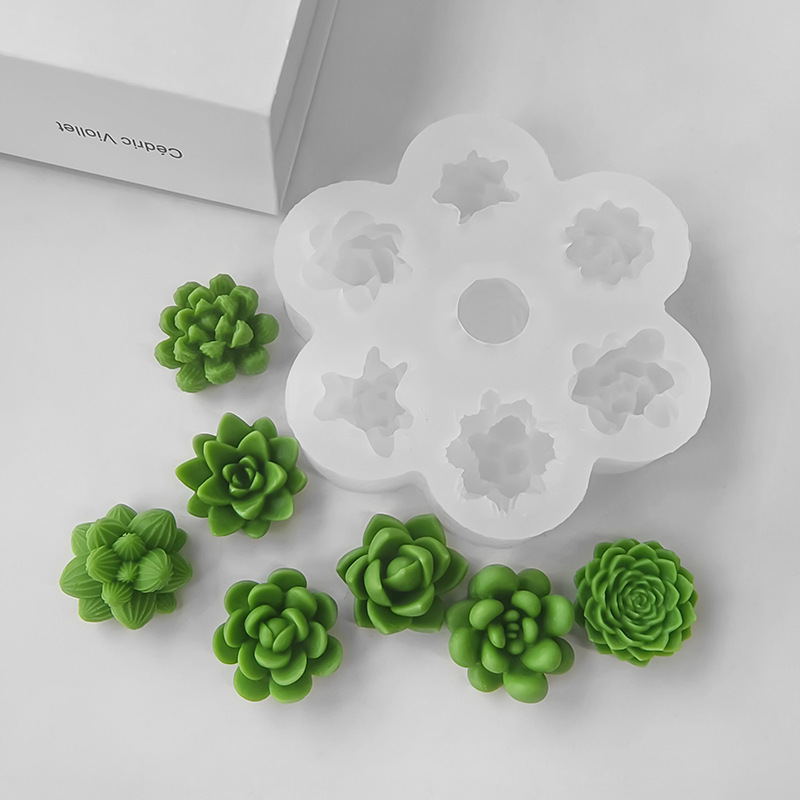 Soap Making Home - 7 In1 Succulent Cactus Silicone Mold,