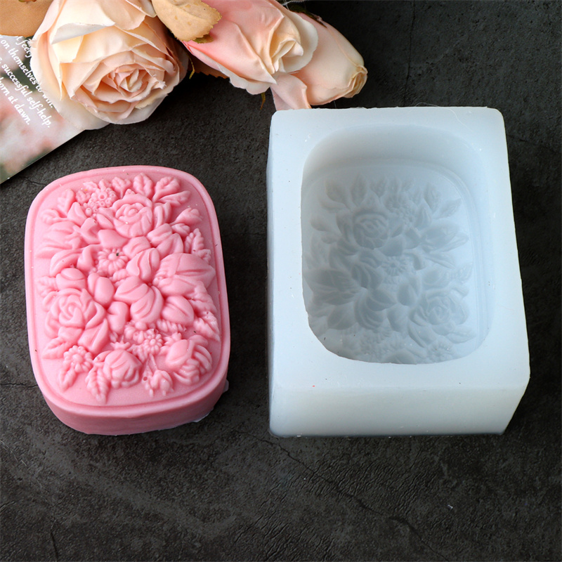 Square Floral Silicone Soap Mo - đánh giá và giá Soap Making Home