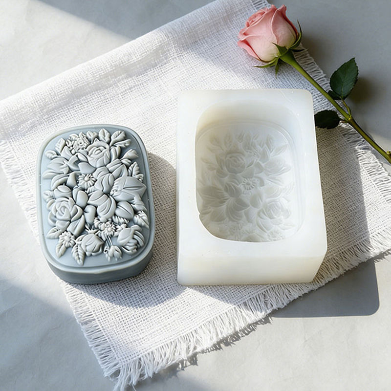 Square Floral Silicone Soap Mo - đánh giá và giá Soap Making Home