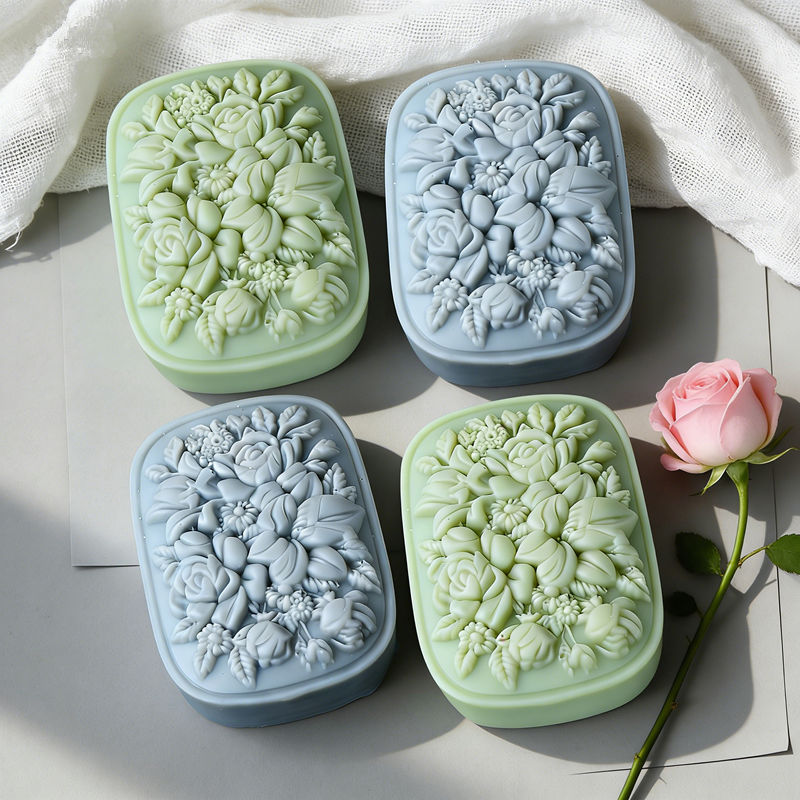 Square Floral Silicone Soap Mo - đánh giá và giá Soap Making Home